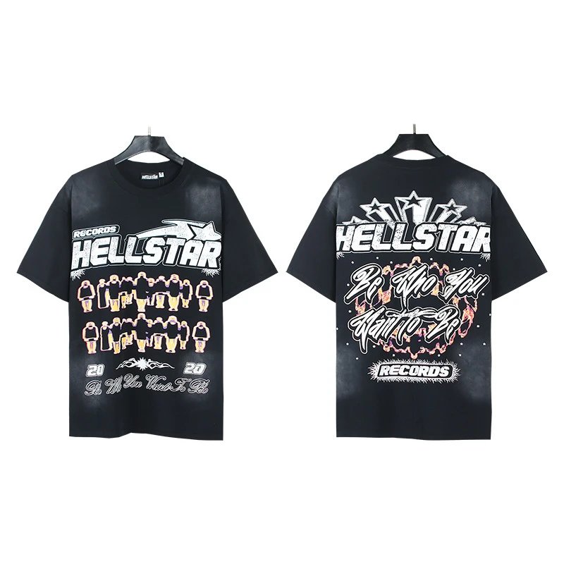 Hellstar Records American Street Style Black T-Shirt