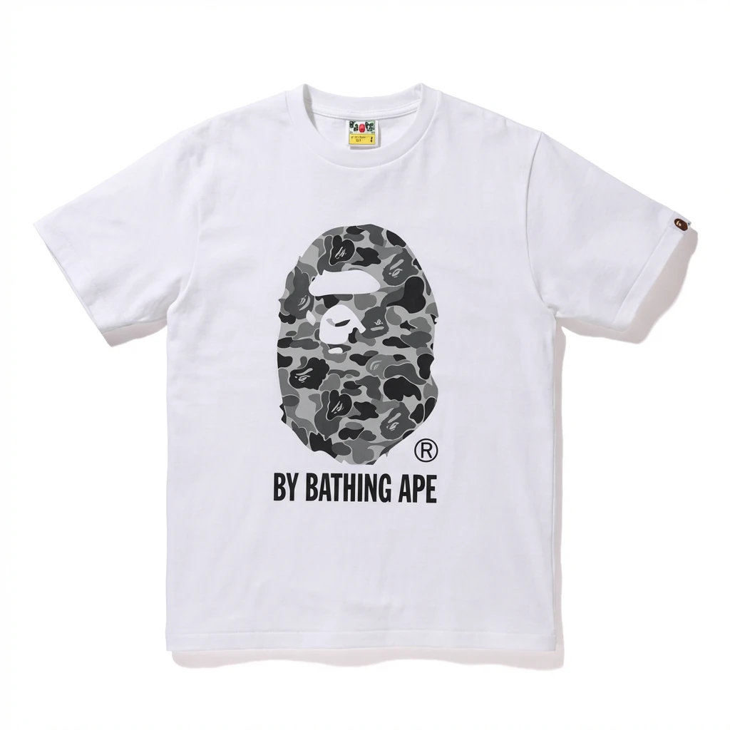 Bape Ape Head Camouflage Style White T-shirt