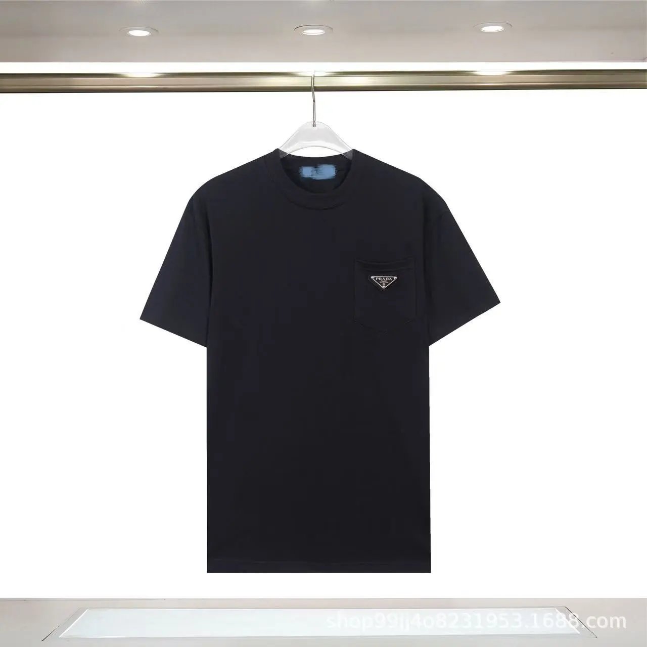 Prada Triangle Logo Minimalist Style Black Short-sleeve T-shirt