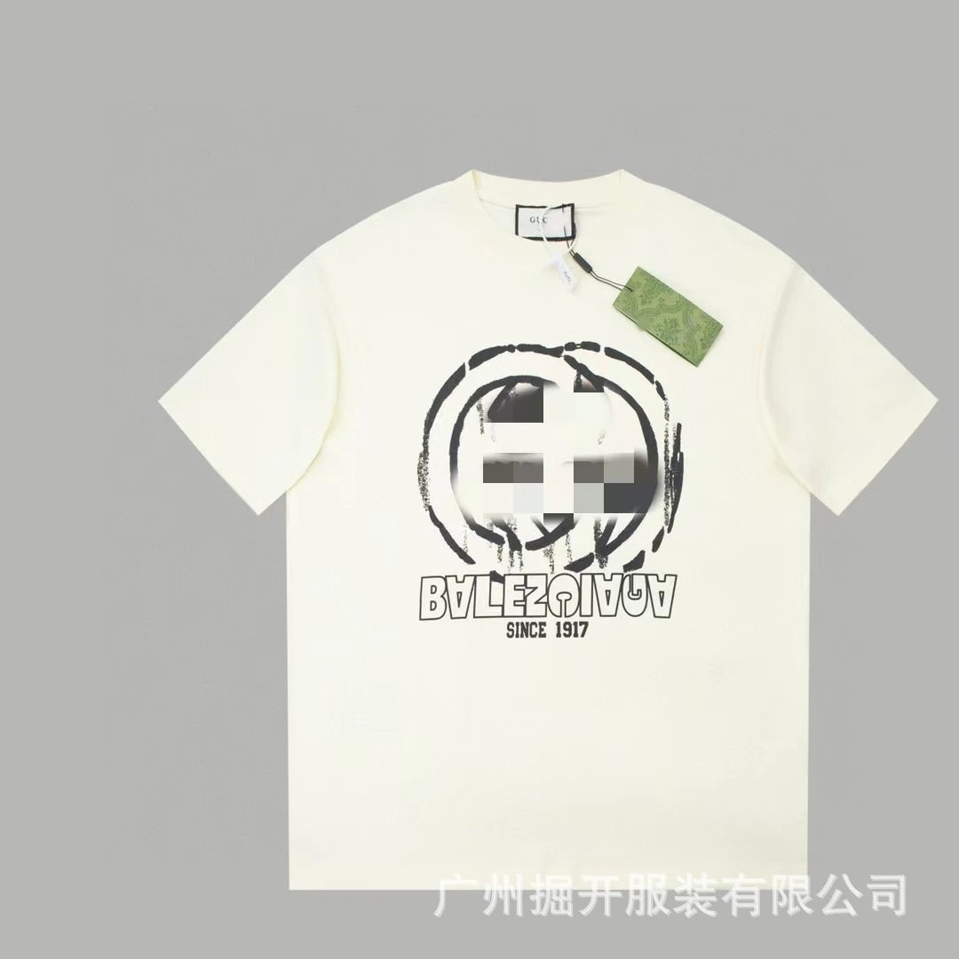 Balenciaga Graffiti Street Style Off-white Short-sleeve T-shirt