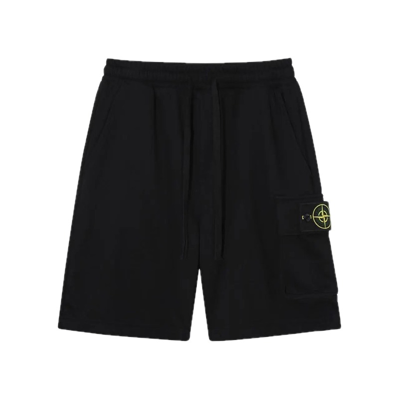 Stone Island Compass Logo Workwear Style Black Shorts