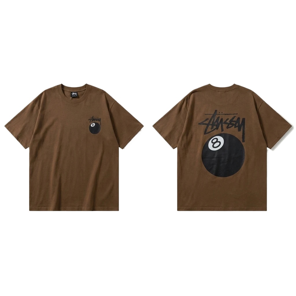 Stussy No.8 Ball Trendy Brown T-shirt