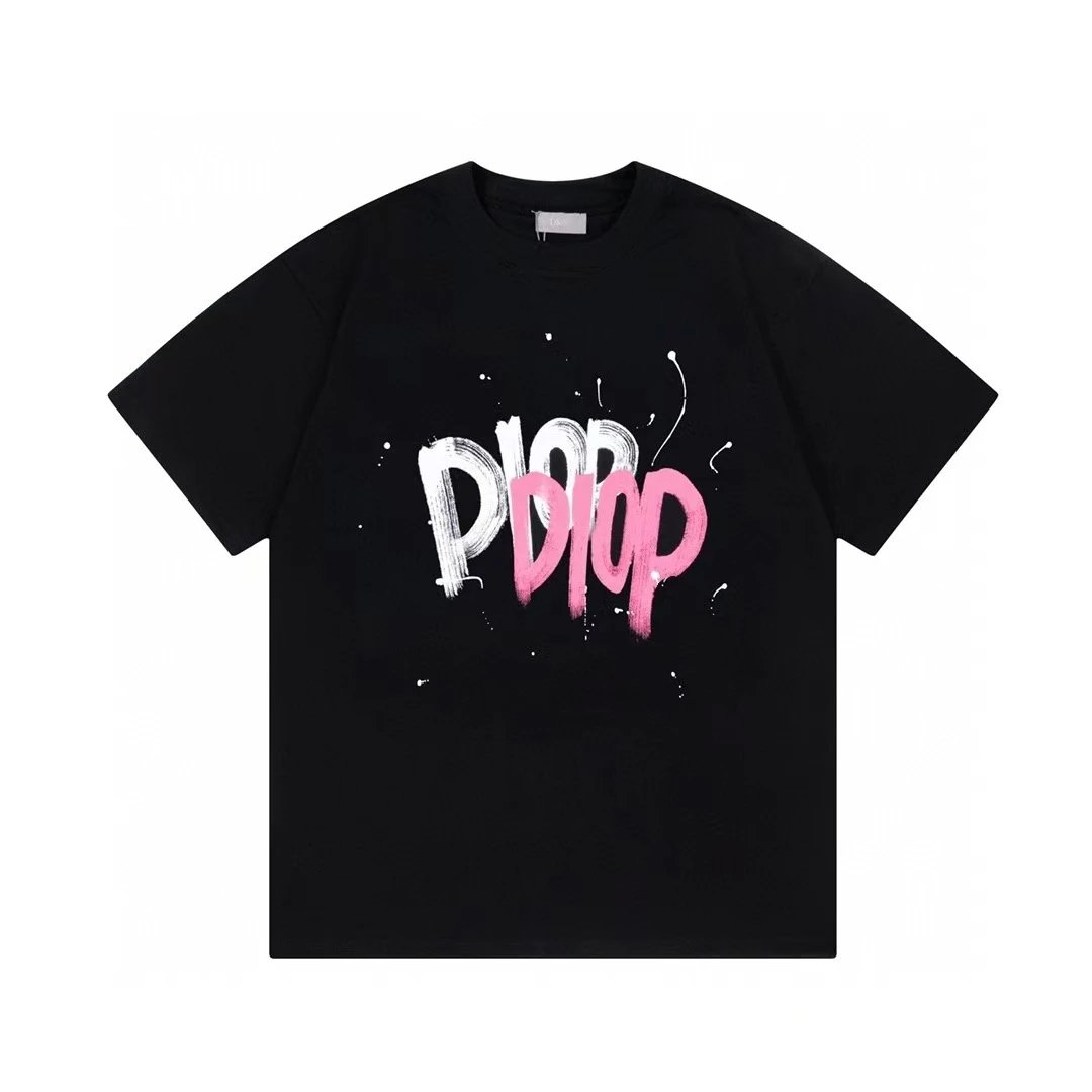Dior Graffiti Trend Style Black Short-sleeve T-shirt