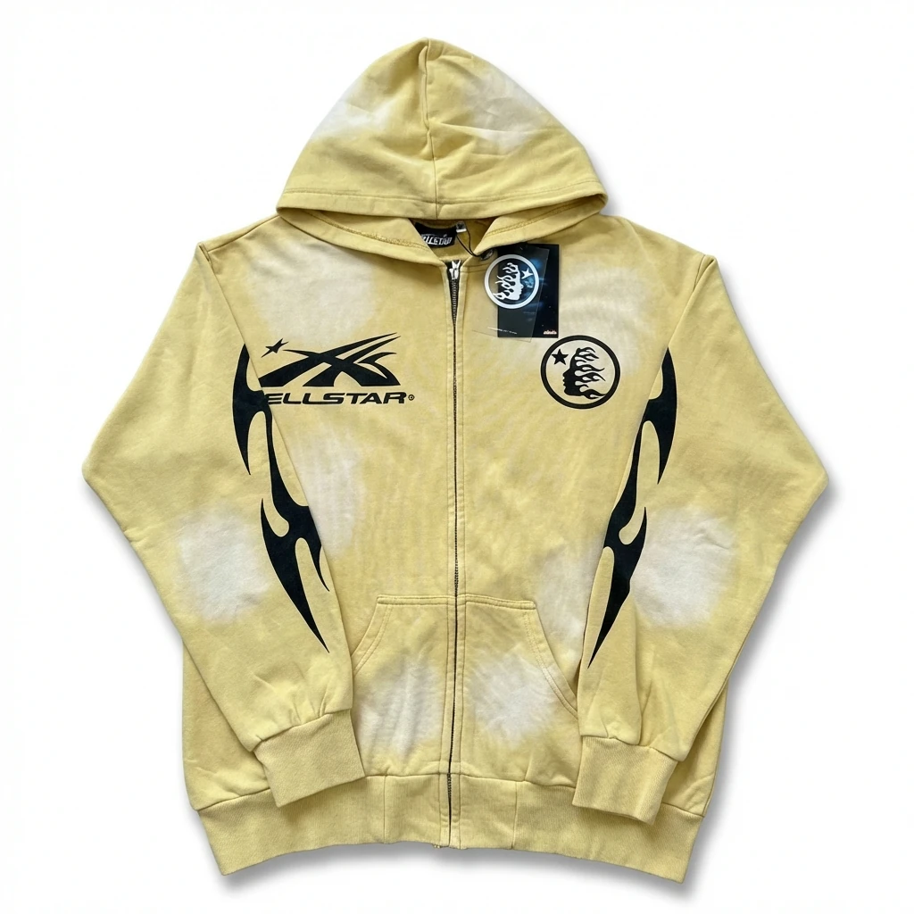 Hellstar Flame Wind Yellow Hoodie