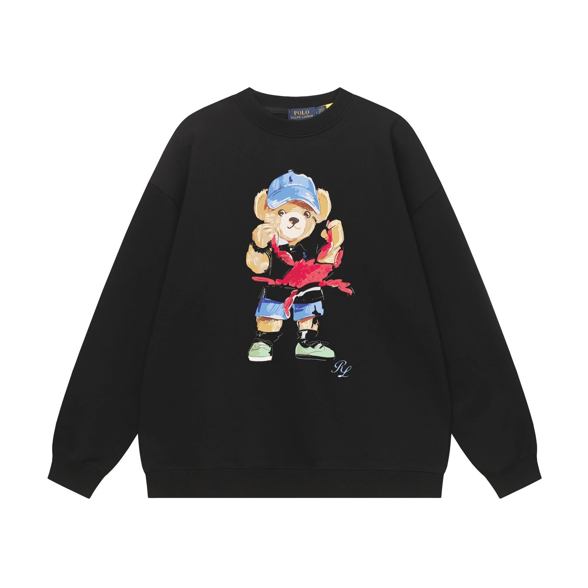Ralph Lauren Bear Streetwear Black Sweatshirt