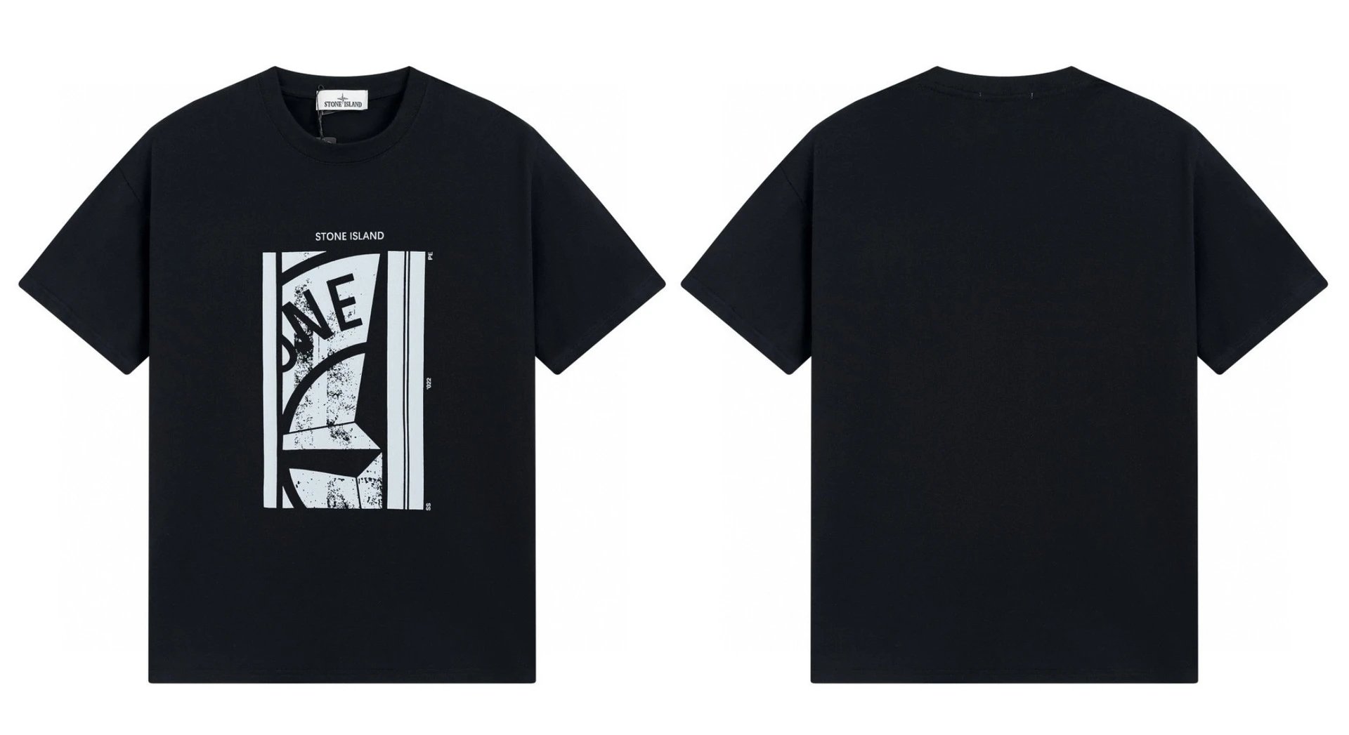 Stone Island Printed Street Style Black T-shirt