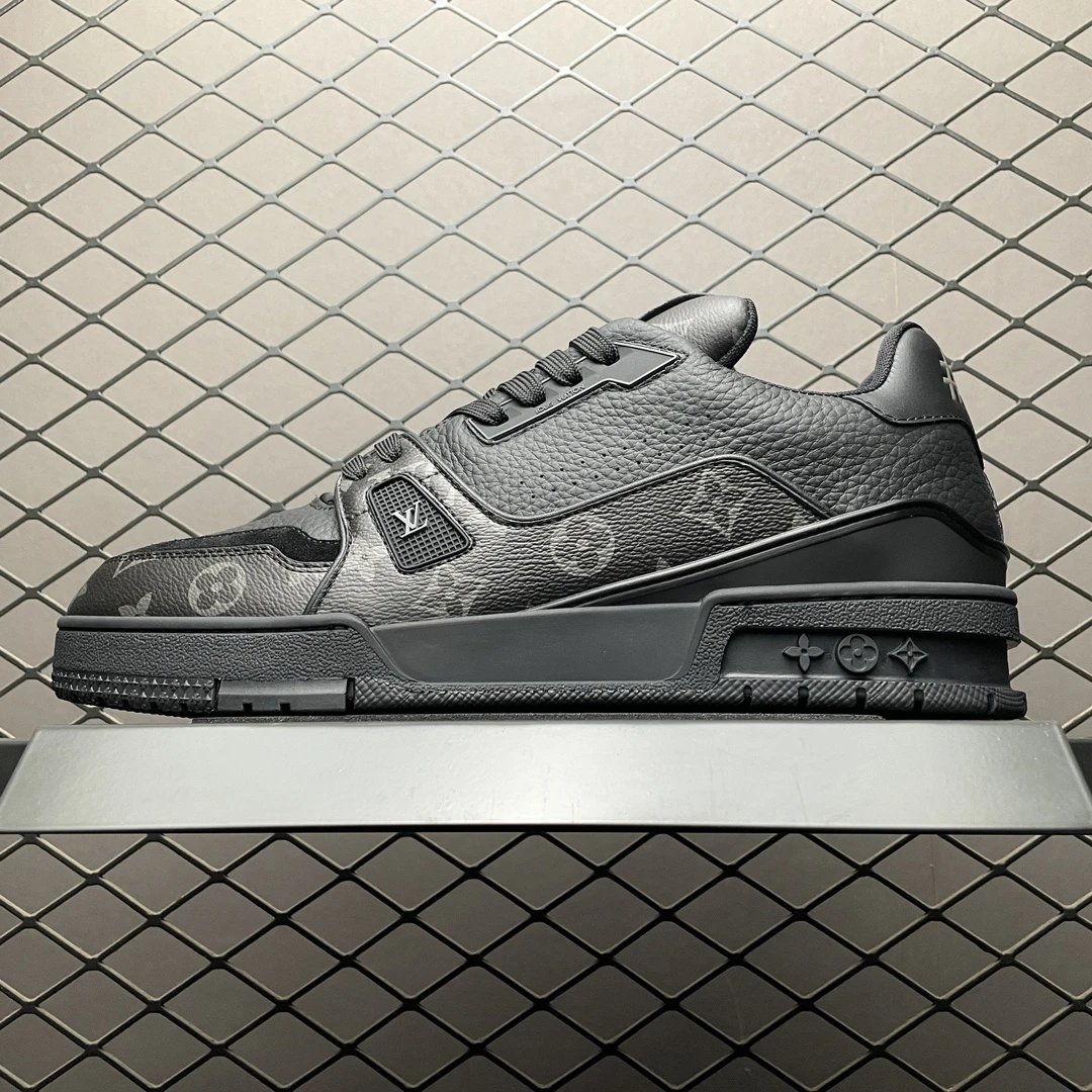 Louis Vuitton Monogram Trainers in Black and Gray with Panelled Upper