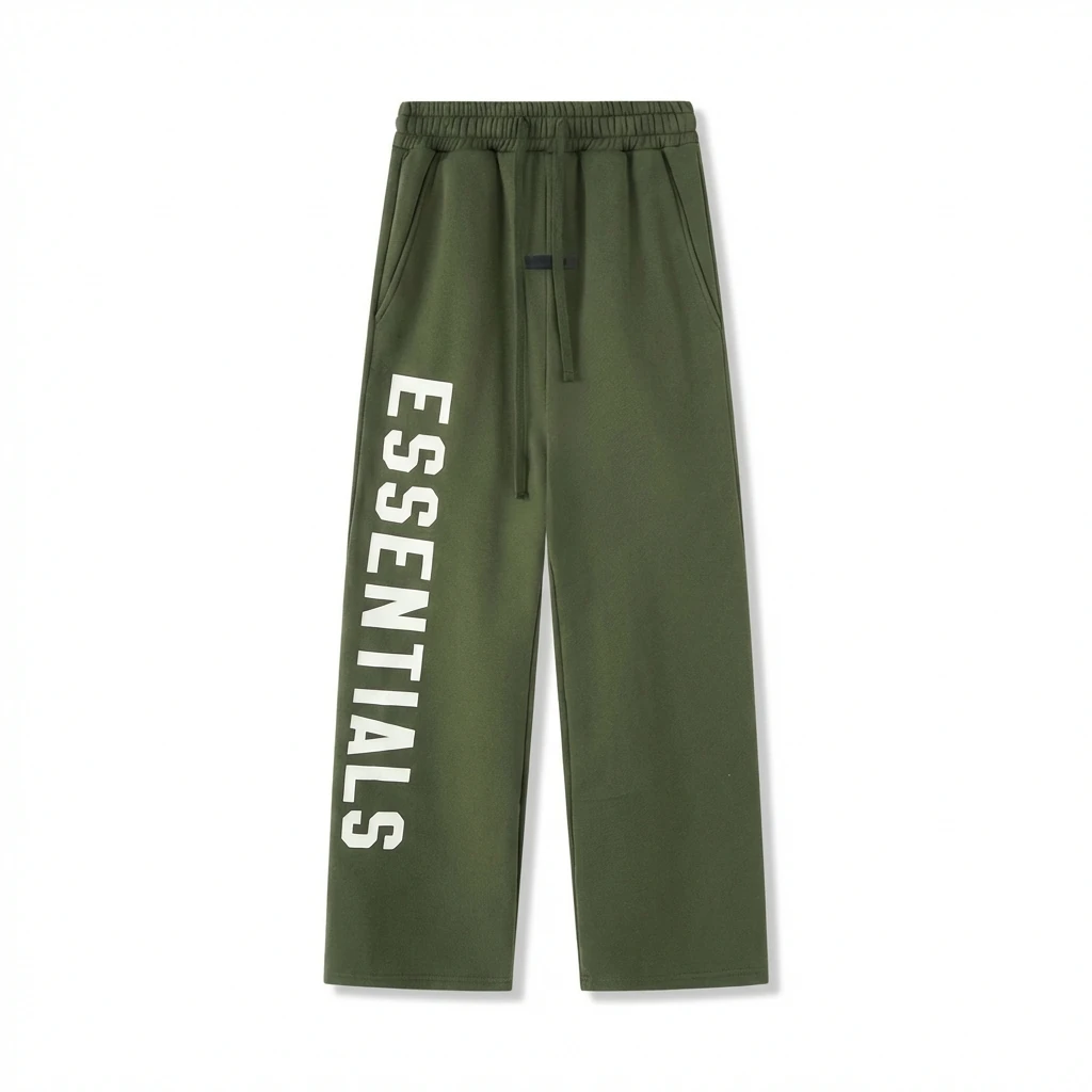 ESSENTIALS Military Green Wide-Leg Pants