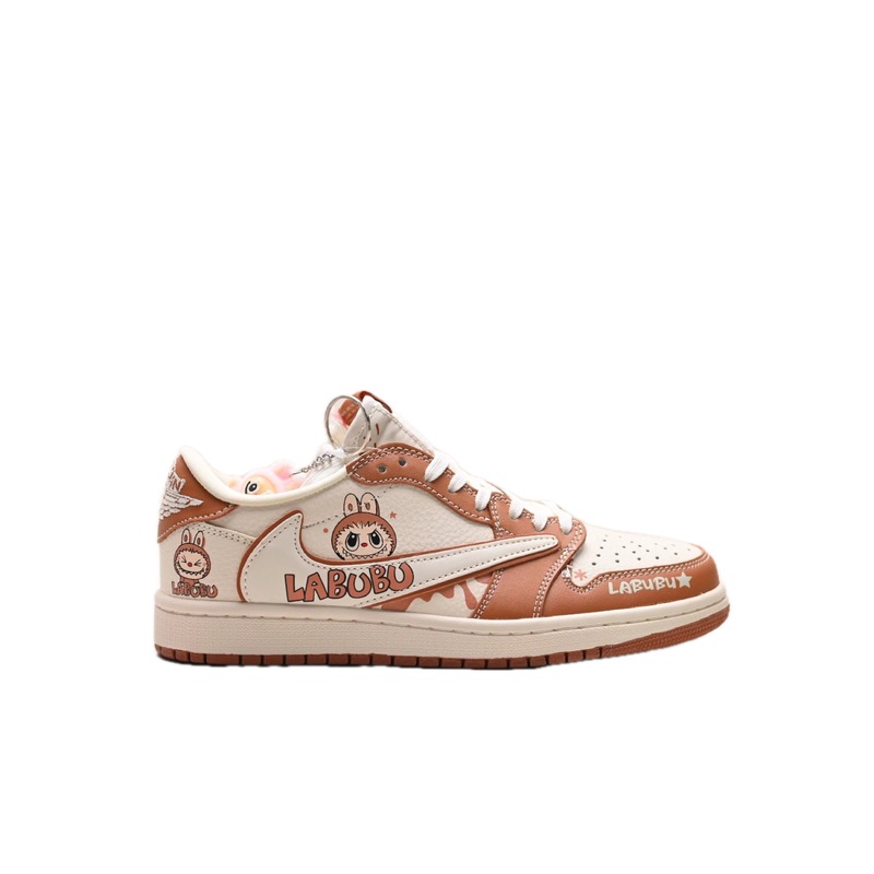 Nike co-branded cartoon-style brown and white shoes