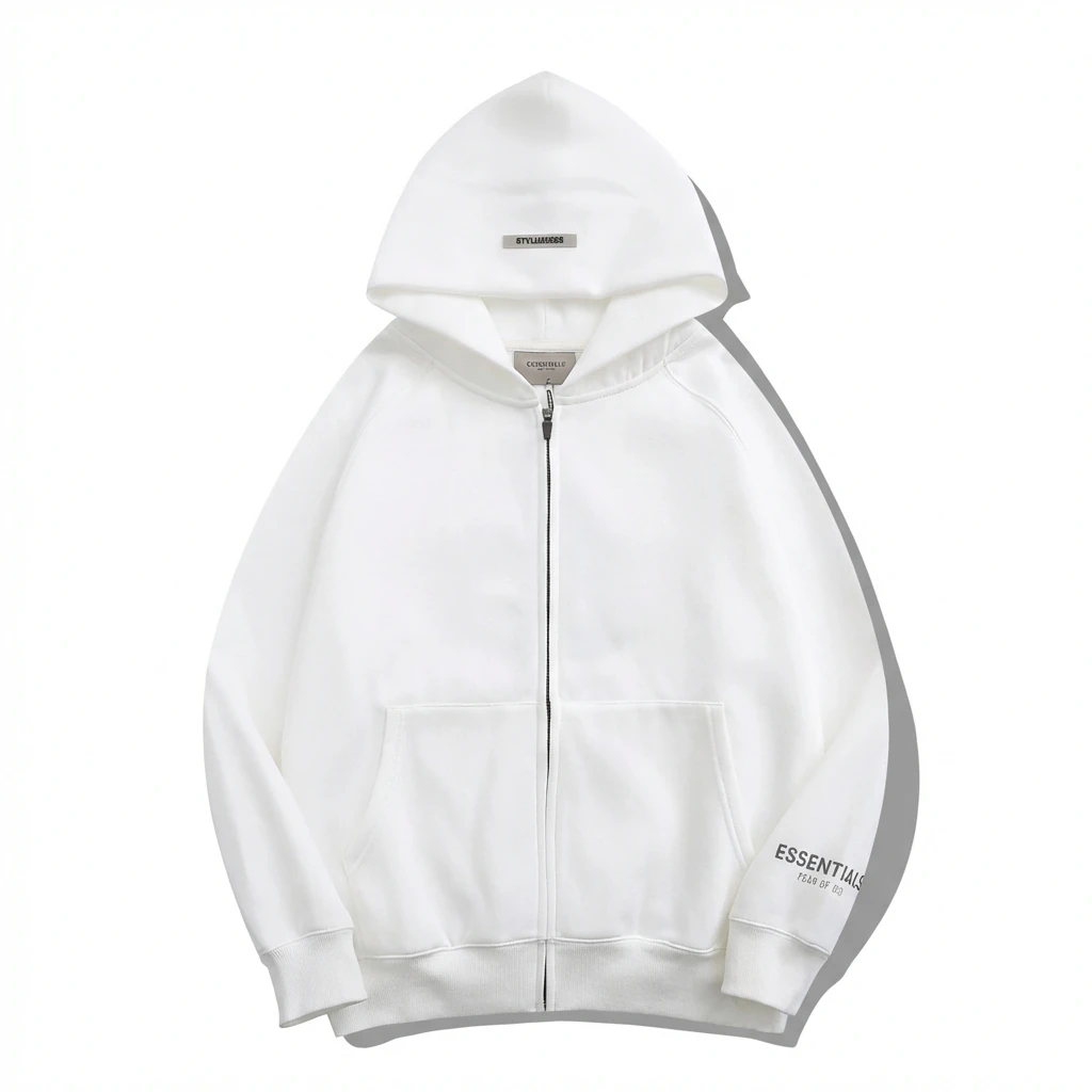 ESSENTIALS minimalist style white hoodie