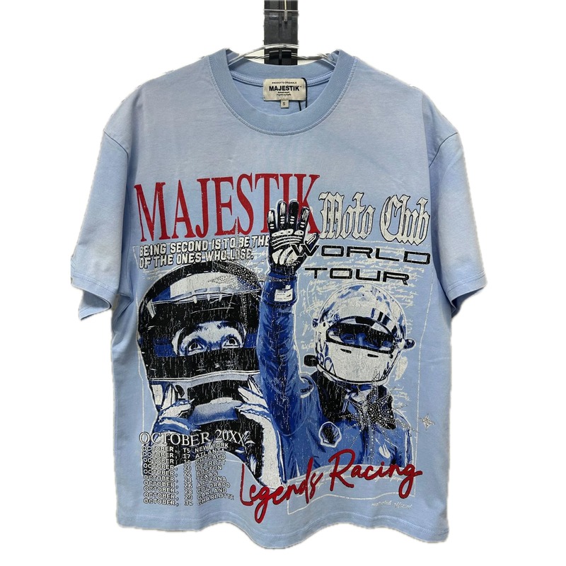 MAJESTIK Racing Vintage Style Light Blue T-Shirt