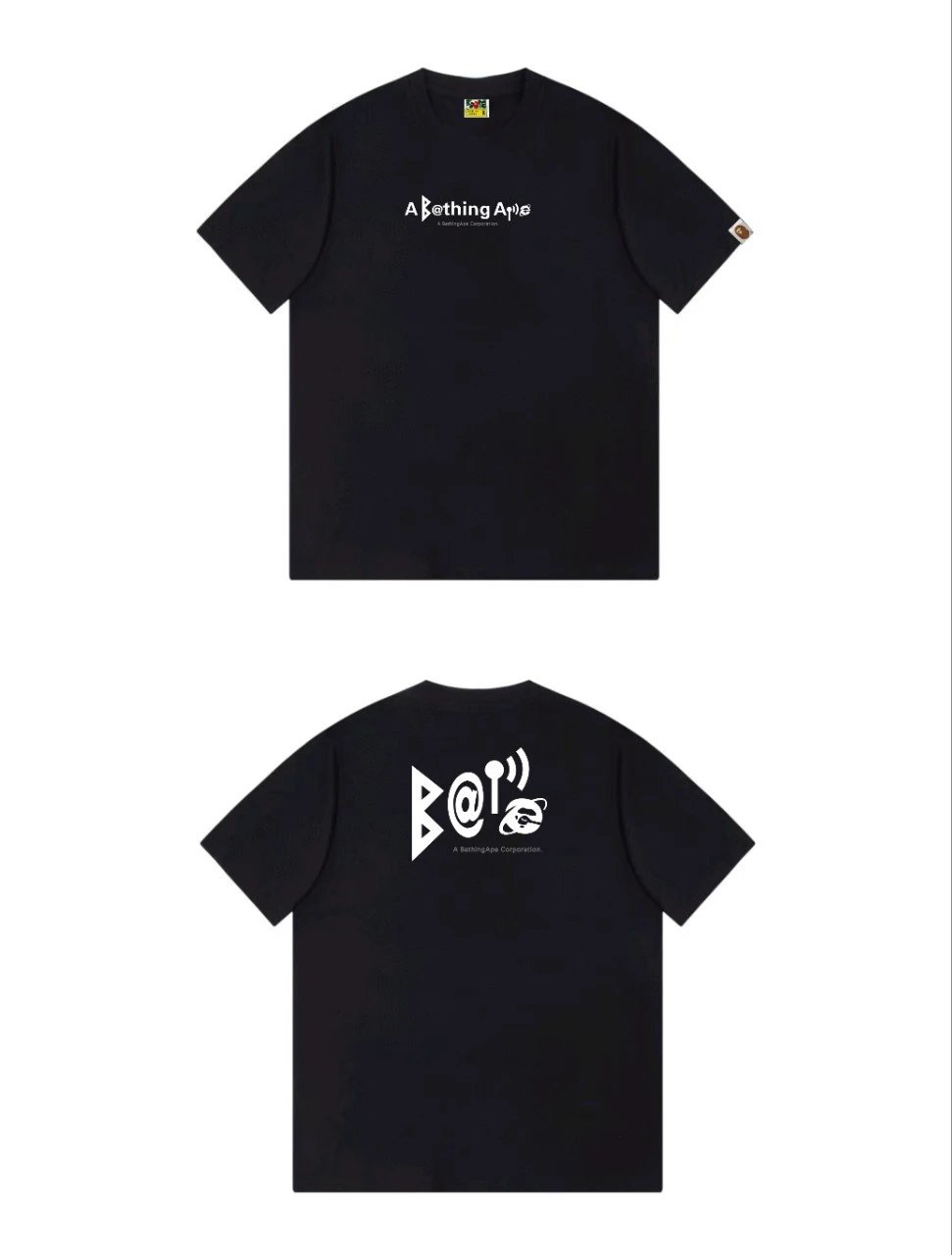 Bape letter - printed short - sleeved black T - shirt
