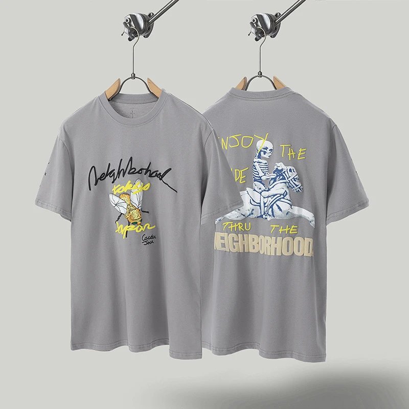 Travis Scott Co-branded Street Style Gray Short-sleeve T-shirt