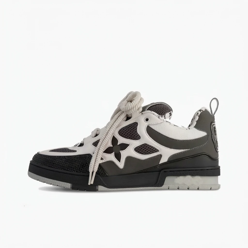 Louis Vuitton black-and-white retro-style sports shoes