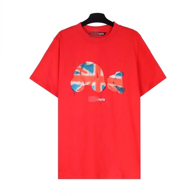 Palm Angels Streetwear Bear graphic T-shirt White Colorful Bear with Logo Accent