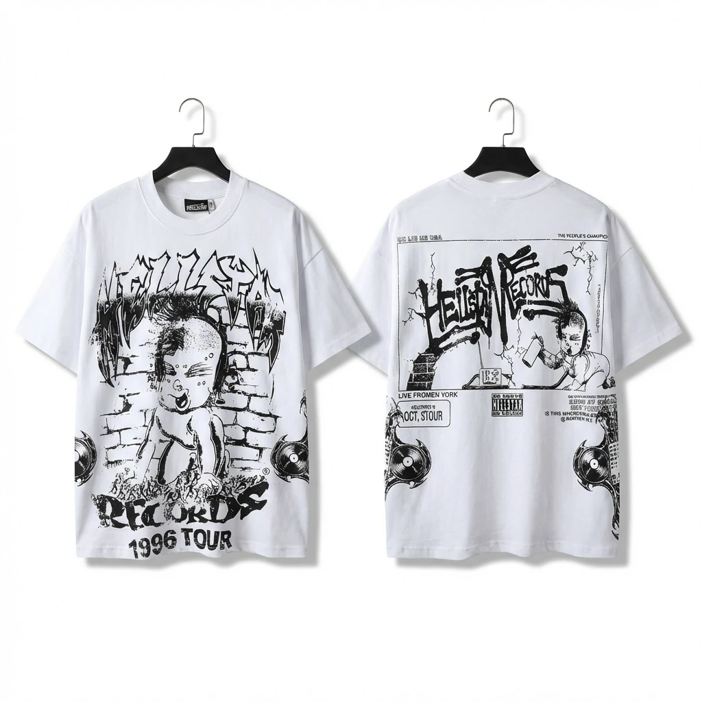Hellstar graffiti-style white T-shirt