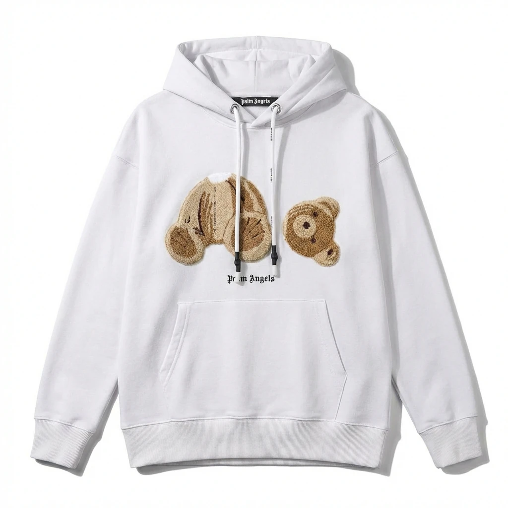 Palm Angels Bear Trend Brand White Sweatshirt