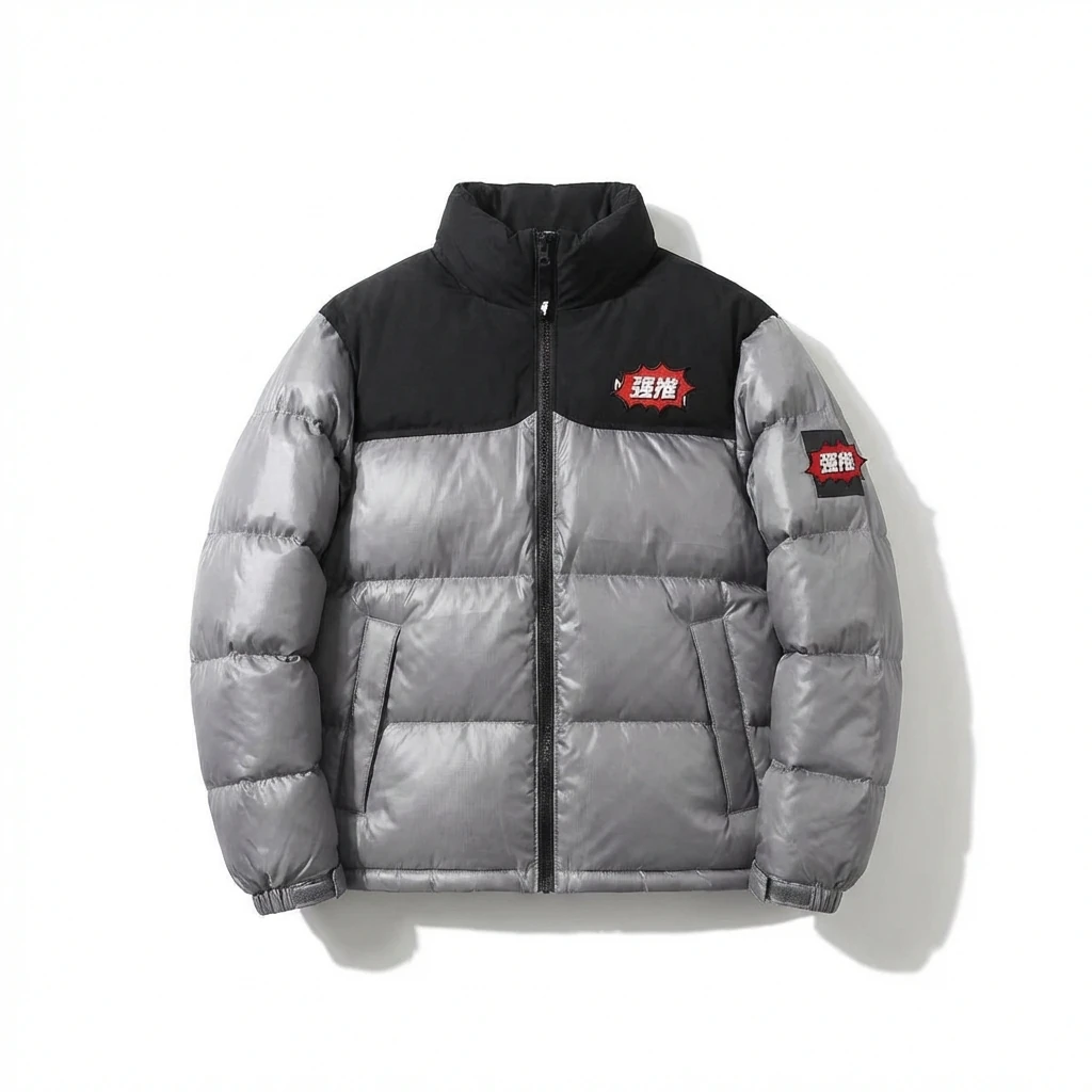 The North Face Silver and Black Color - Blocking Down Jacket
