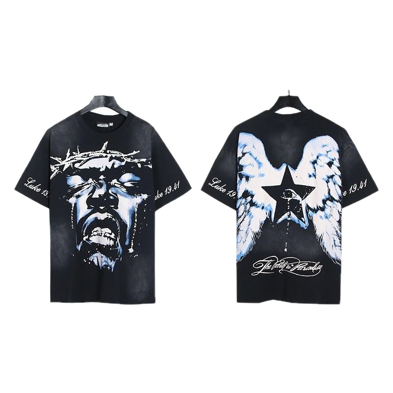Hellstar Thorn Portrait Street Style Black Short-sleeve T-shirt