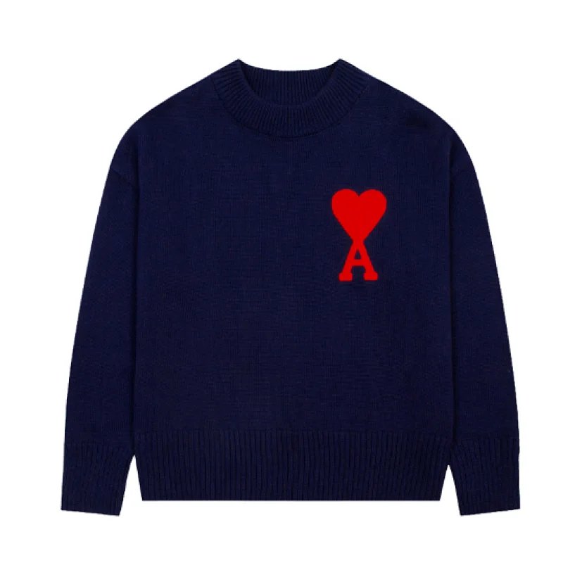 Ami Paris Travel Heart logo sweater Green Knit Top with Modern Look