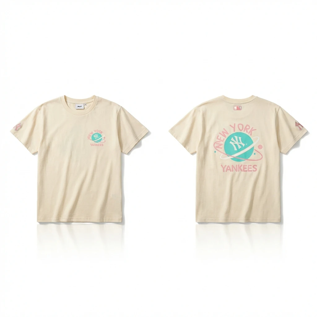 MLB New York Yankees trendy brand beige T-shirt