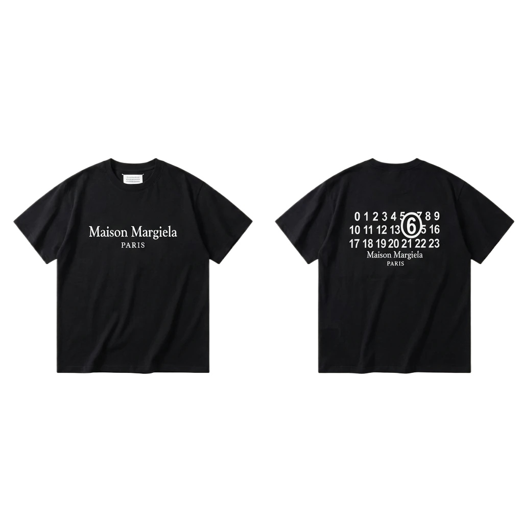 Maison Margiela black T-shirt with digital printing.