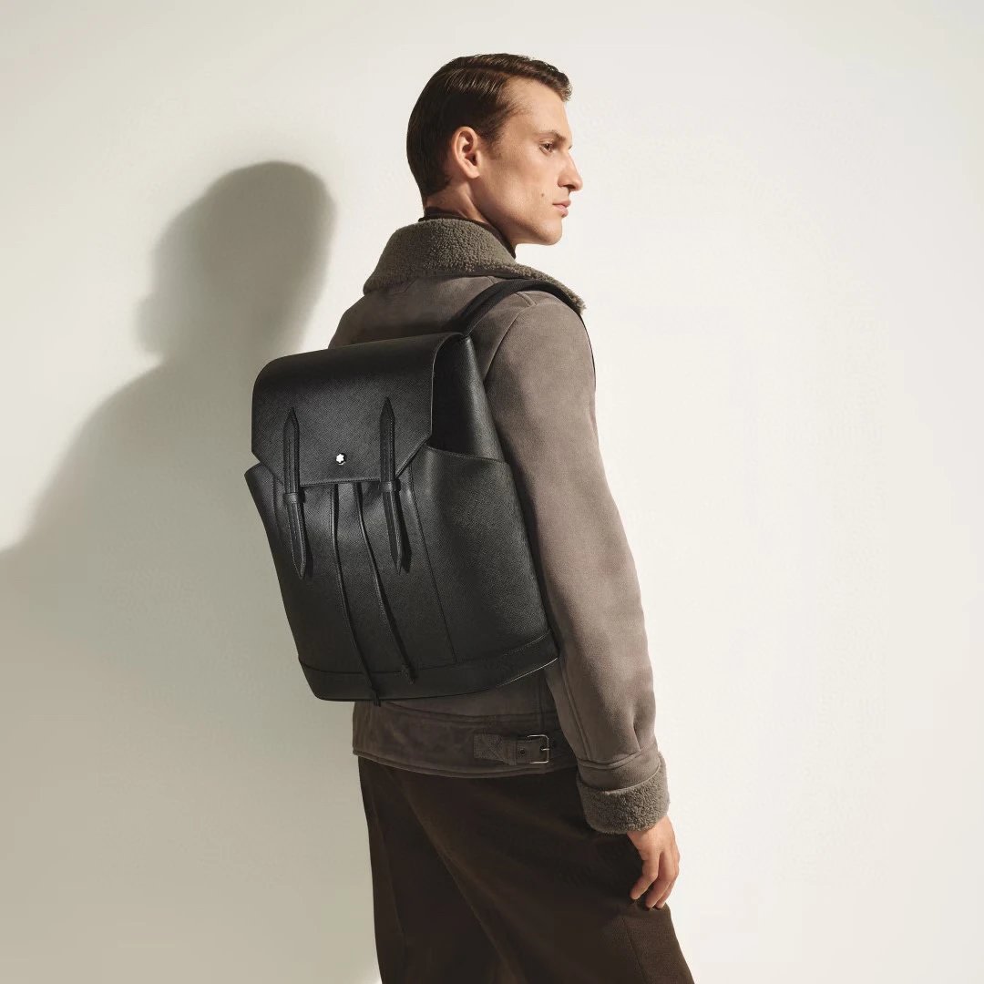 Montblanc Leather backpack Black Structured Flap