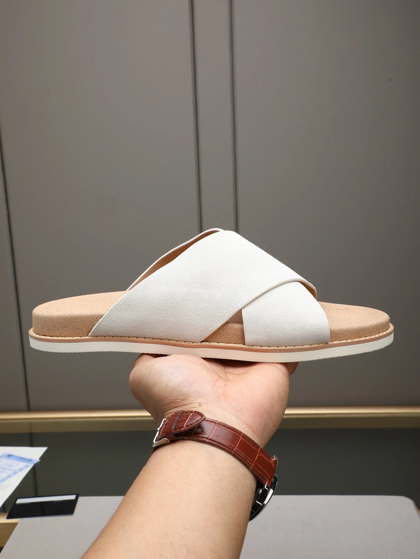 Brunello Cucinelli Minimalist Casual Beige Slide Sandals