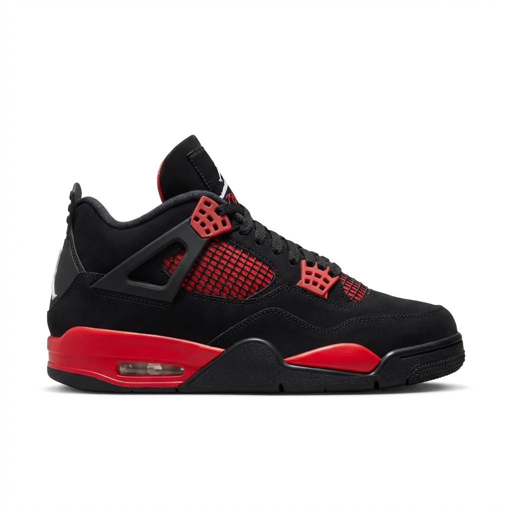 Jordan AJ4 Black and Red Trendy Cool Athletic Shoes