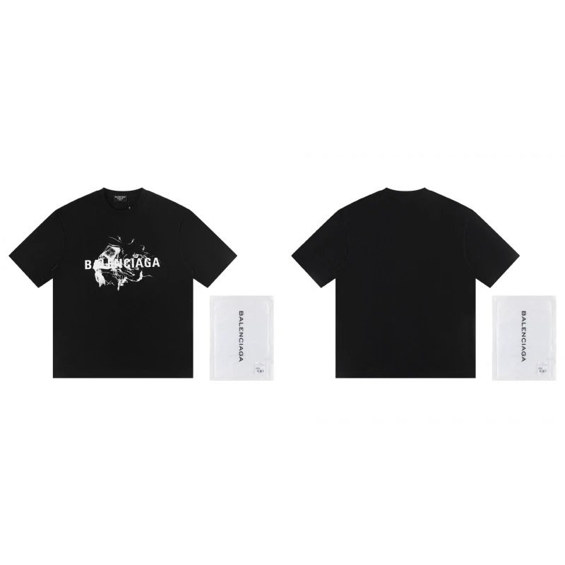 Balenciaga Distressed Print Cool Trendy Black T-Shirt