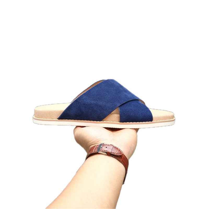 Brunello Cucinelli Casual Blue Cross-strap Slide Sandals