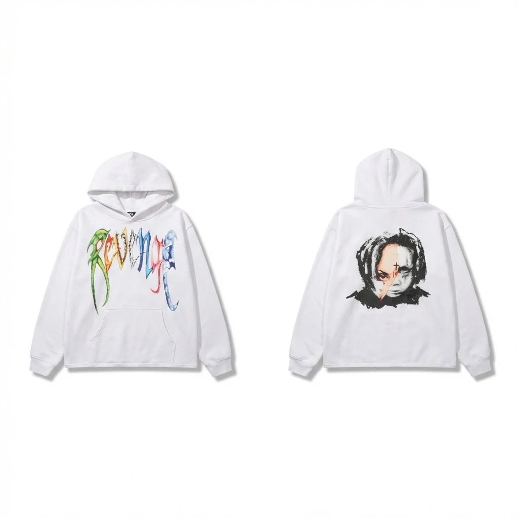 Revenge Colorful Graffiti Style White Hoodie