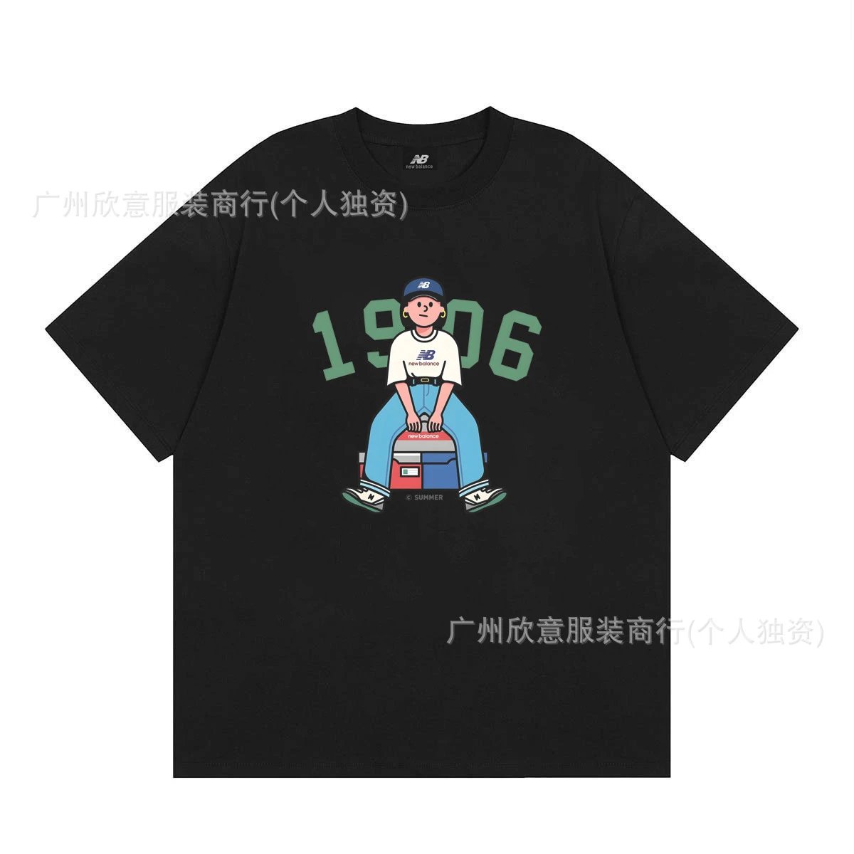 New Balance 1906 Trendy Streetwear Style Black Short-sleeve T-shirt