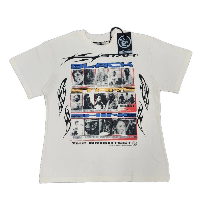 Hellstar Black Star Vintage Off-white Short Sleeve T-Shirt