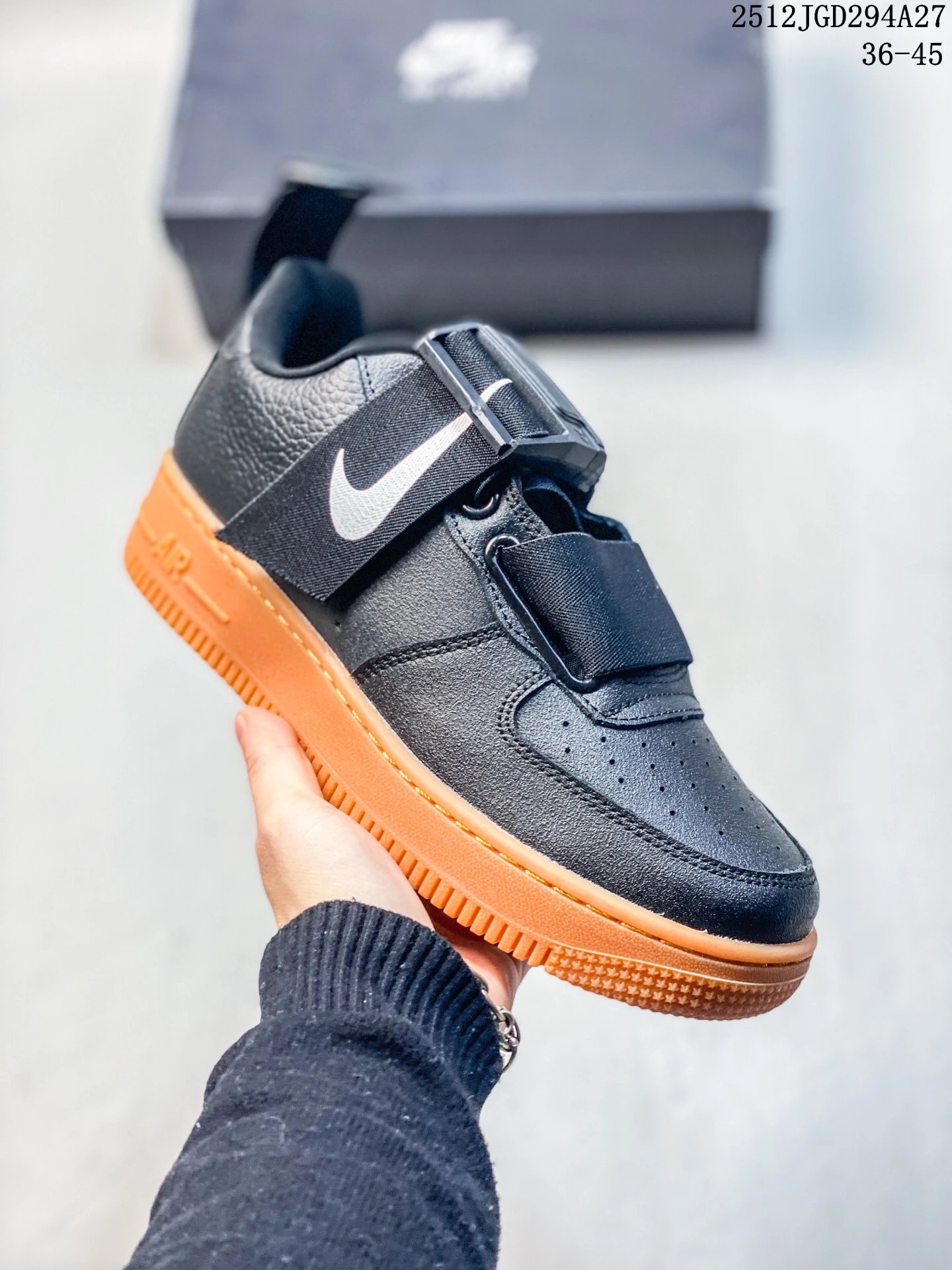 Nike Air Force 1 Trendy Cool Black and Orange Shoes