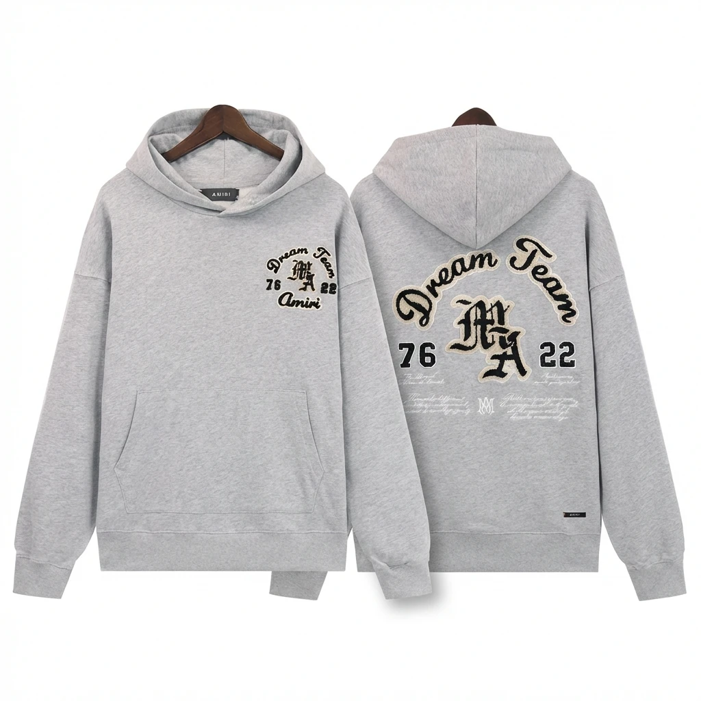AMIRI Dream Team retro-style grey hoodie