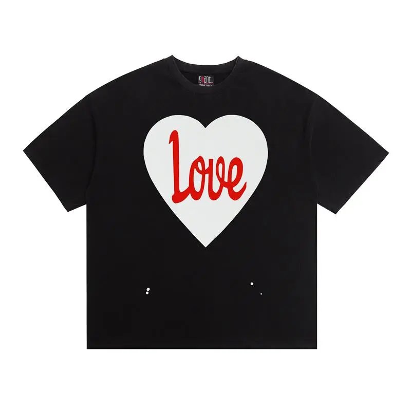 SAINT Heart Print Street Style Black T-Shirt