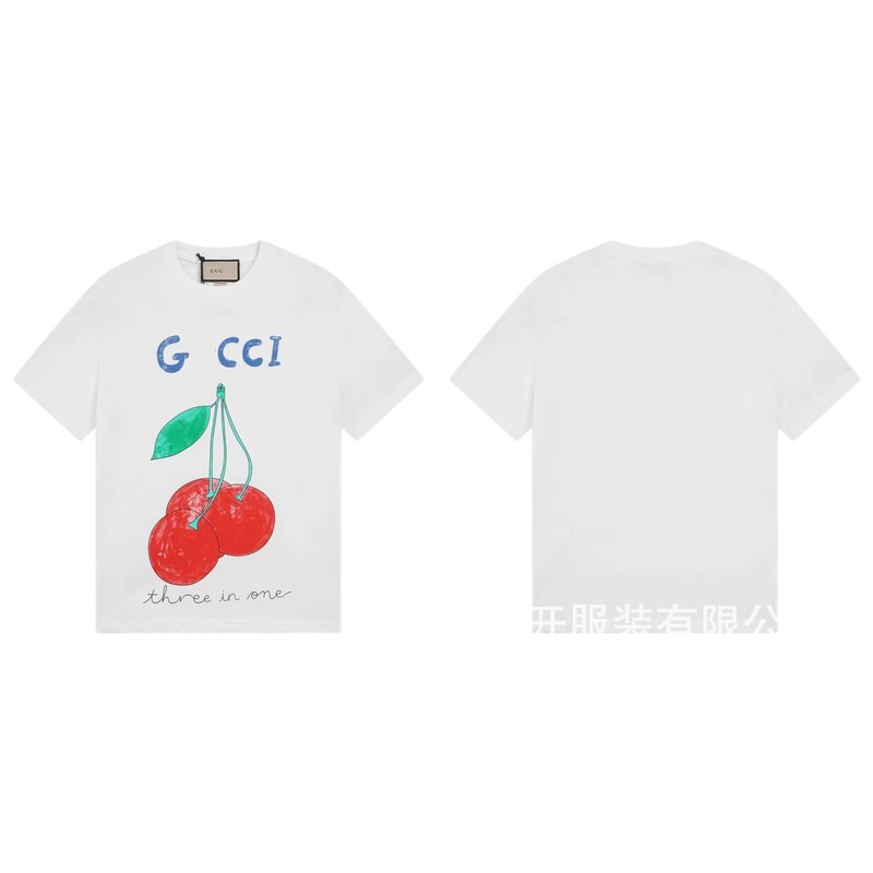 Gucci Cherry Print Casual Style White T-Shirt