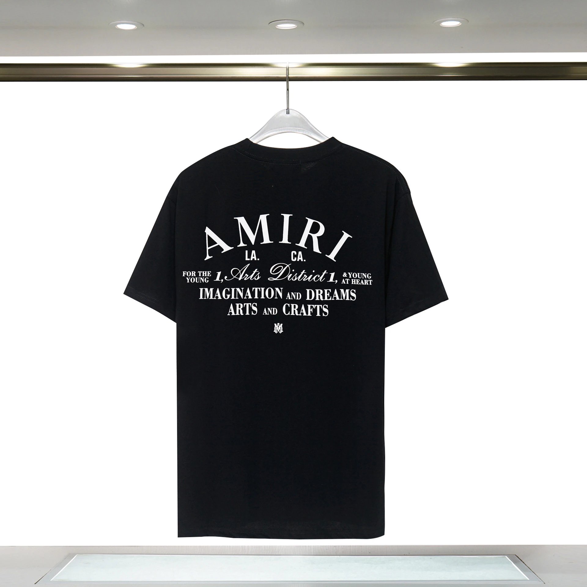 Amiri Travel Graphic T-shirt White Blue Amiri with Soft Visual Tone