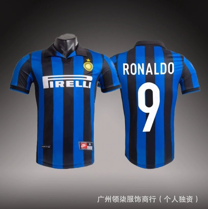 Inter Milan Premium Style Brehme #3 soccer jersey Blue Black Striped for Resort Outfits