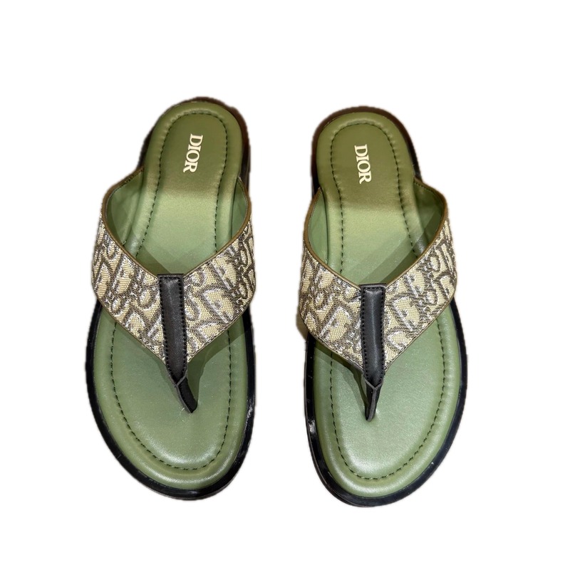 Dior Vintage Monogram Green Flip-Flops