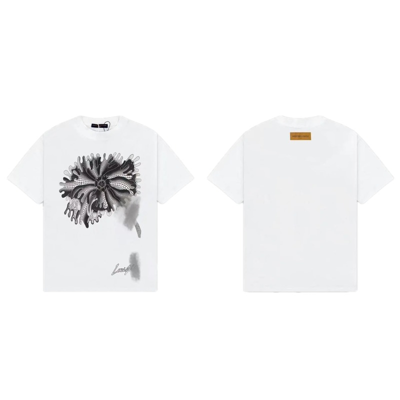 Louis Vuitton Abstract Print Trendy White T-Shirt