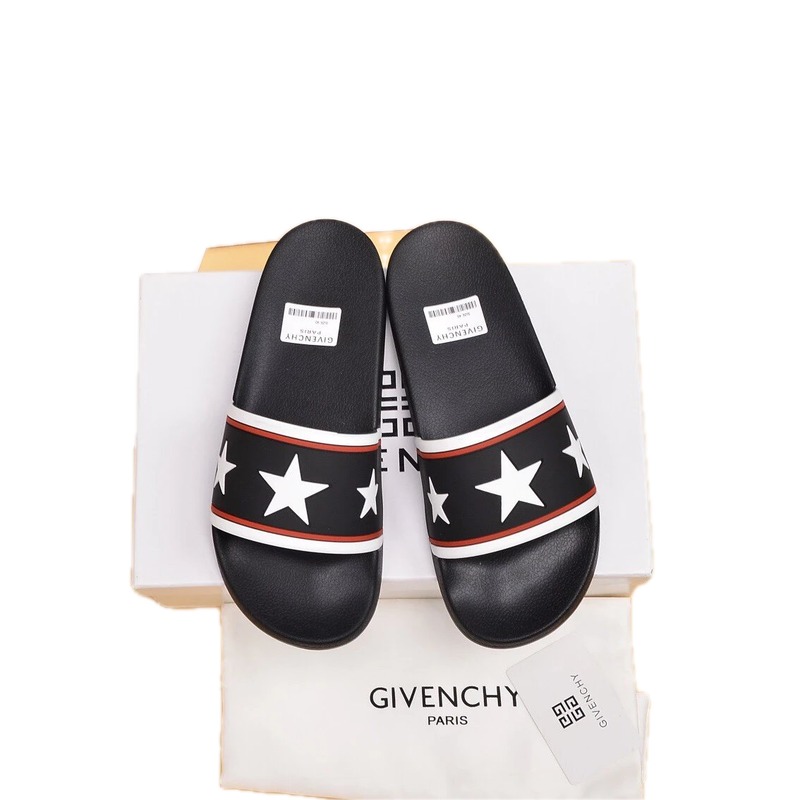 Givenchy Star Collection Trendy Style Black Slide Sandals