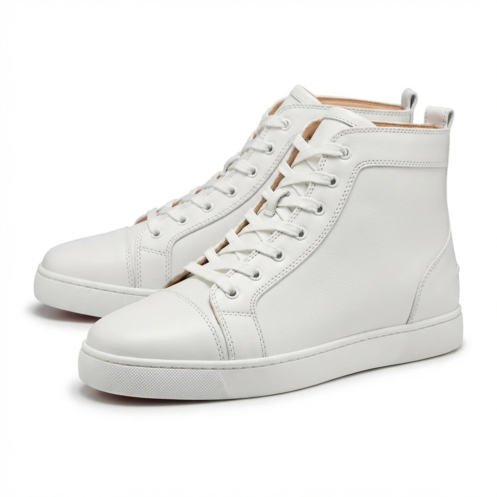CL high-top simple style white shoes