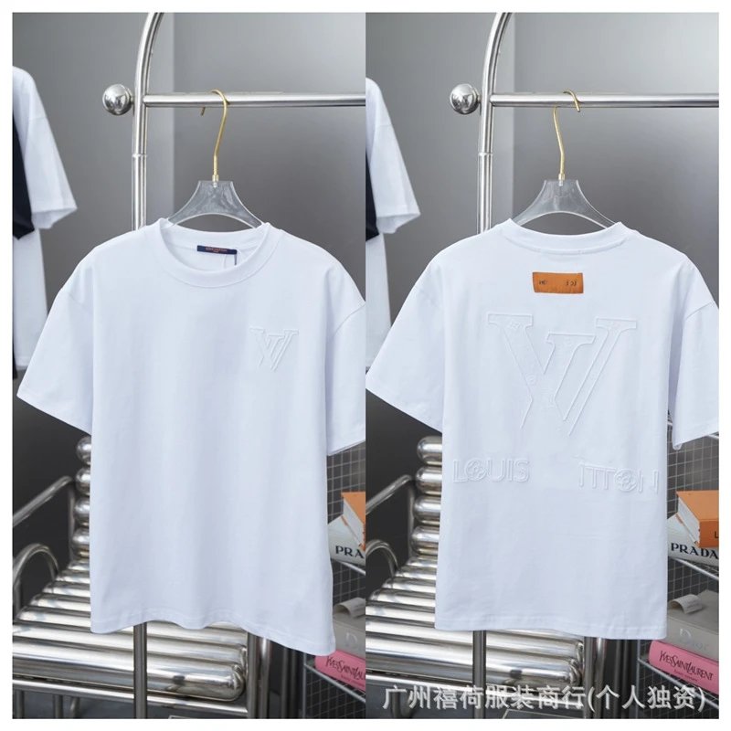 Louis Vuitton Embossed Minimalist Style White T-Shirt