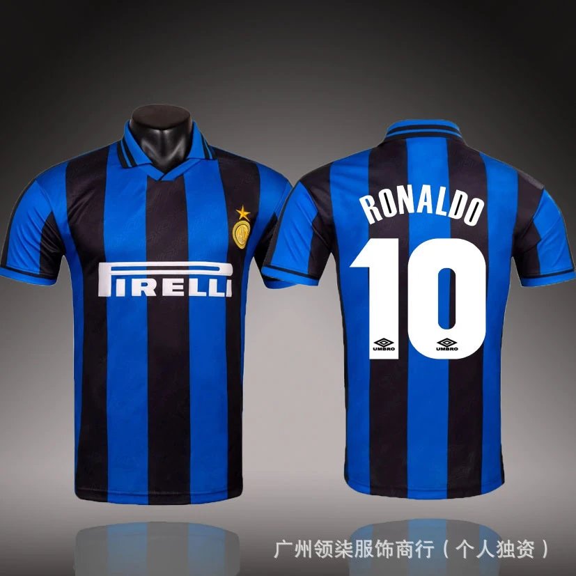Inter Milan Streetwear Brehme #3 soccer jersey Blue Black Striped with Logo Accent