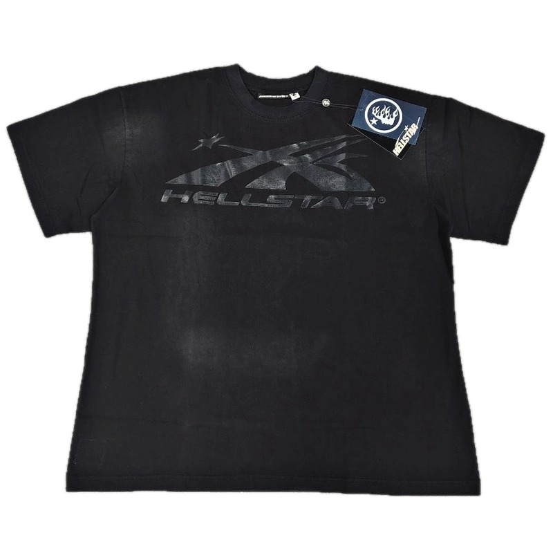 Hellstar Distressed Print High Street Style Black T-Shirt