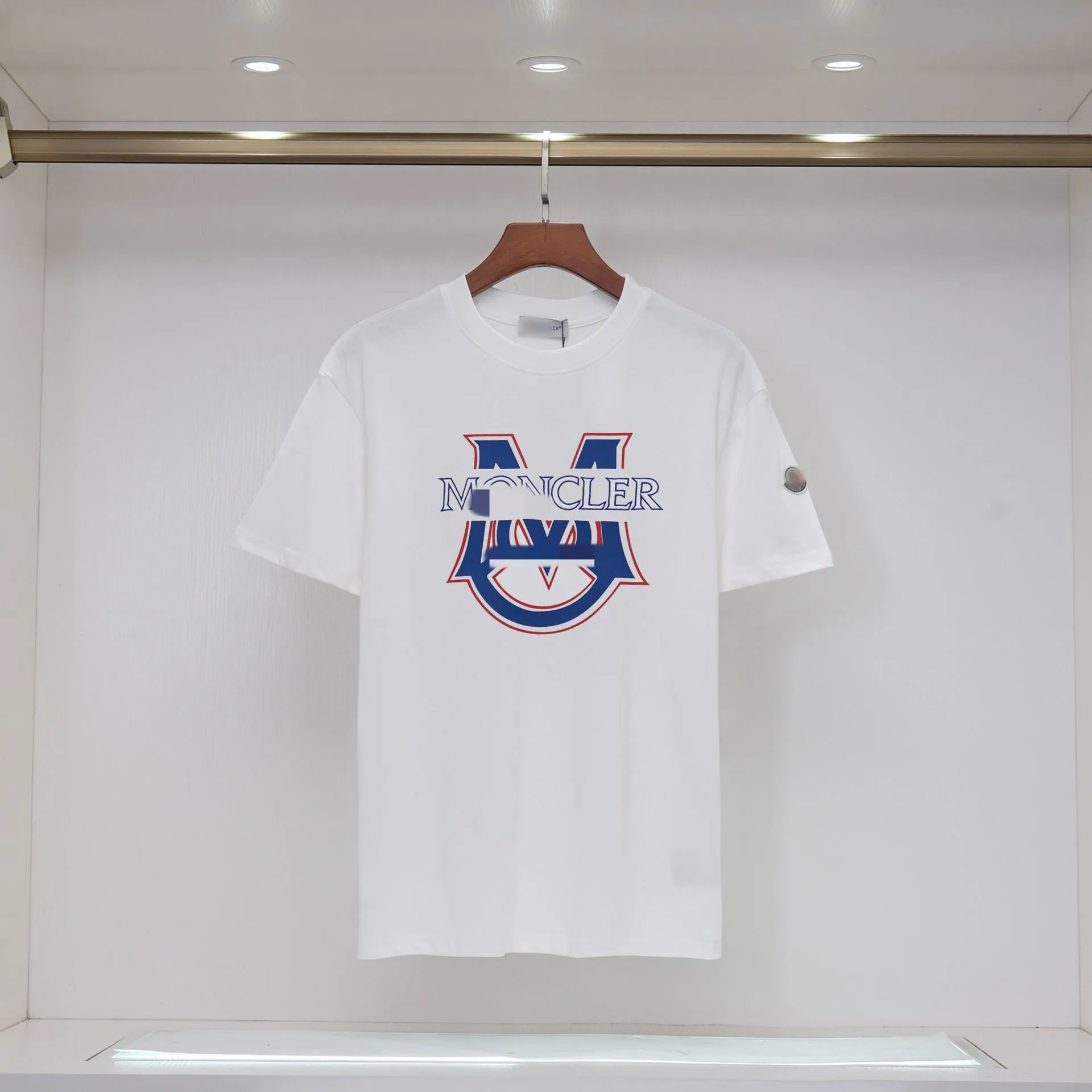 Moncler Large M Printed Casual Style White T-Shirt