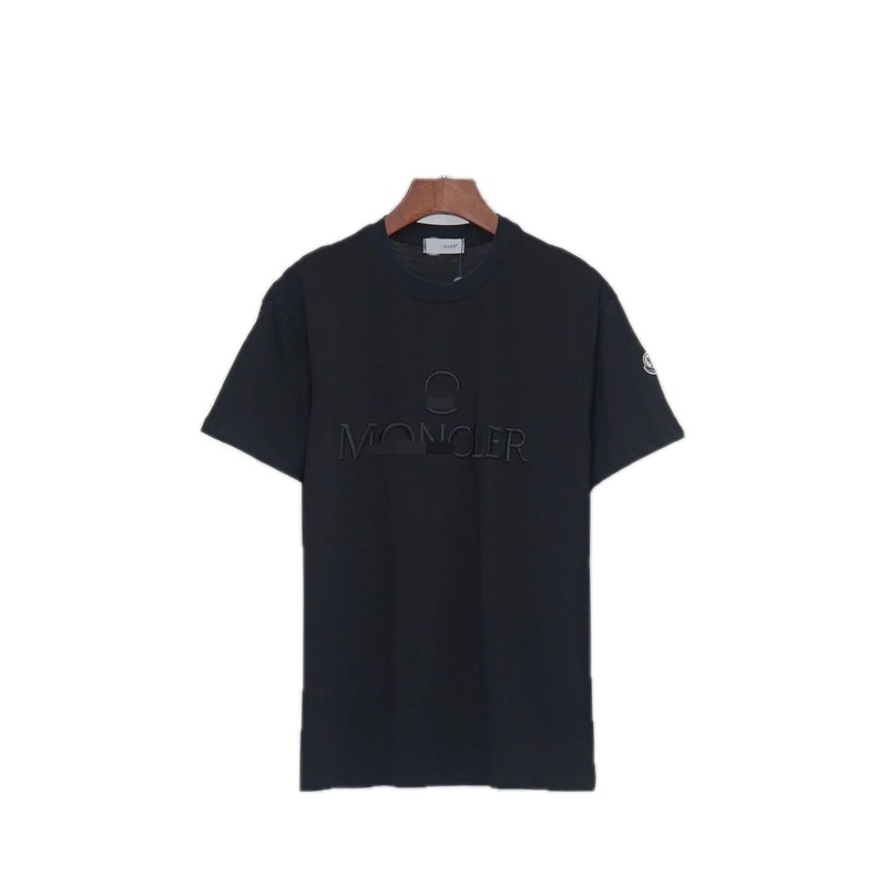 Moncler Embroidered Minimalist Style Black T-Shirt