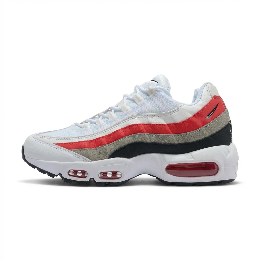 Nike Air Max 95 Retro Style White and Red Shoes